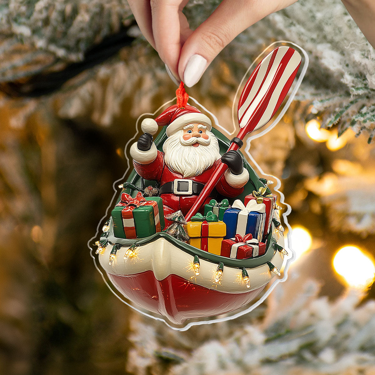 Acrylic Ornament Santas Kayak Adventure Heartfelt Ornament For Mom