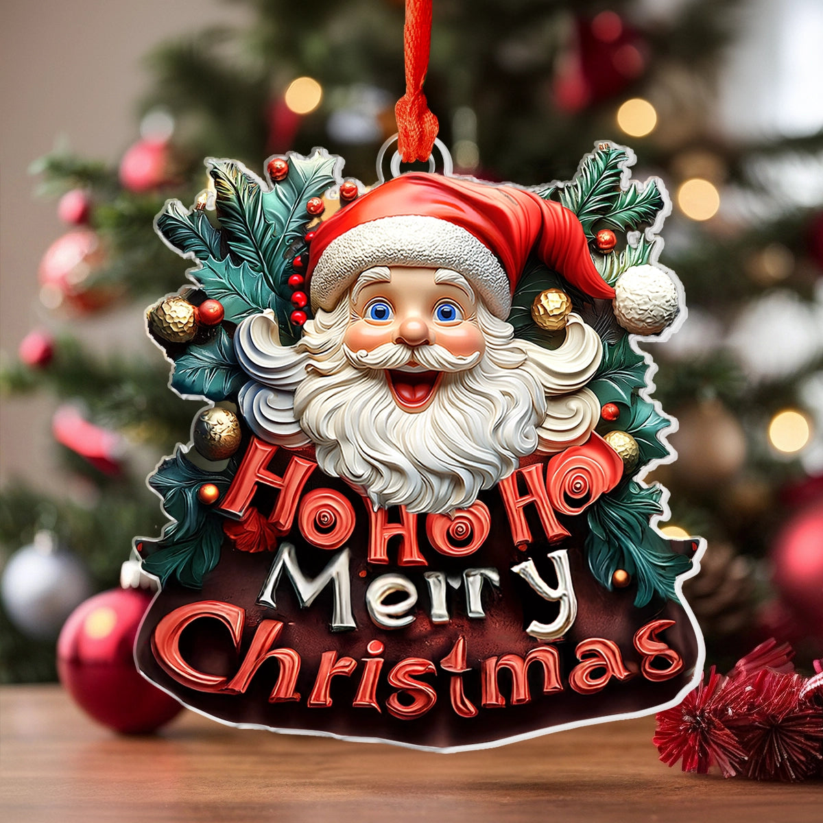 Acrylic Ornament Santas Merry Christmas Joyful Tree Ornament Collection