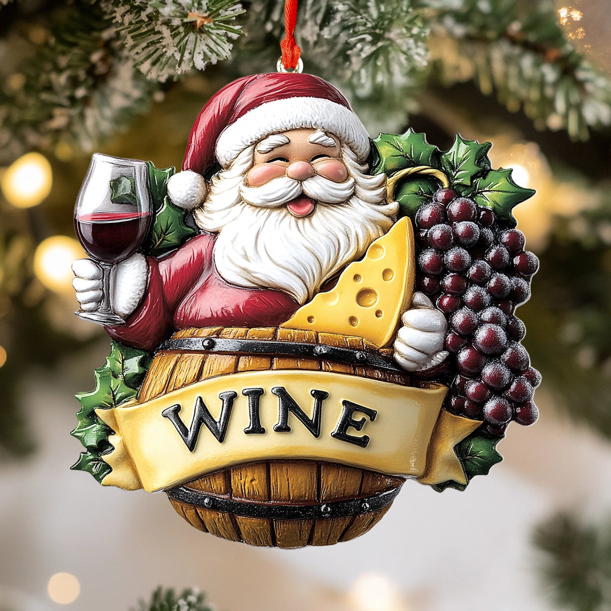 Acrylic Ornament Santas Merry Merlot Lovely Ornament Gift For Him