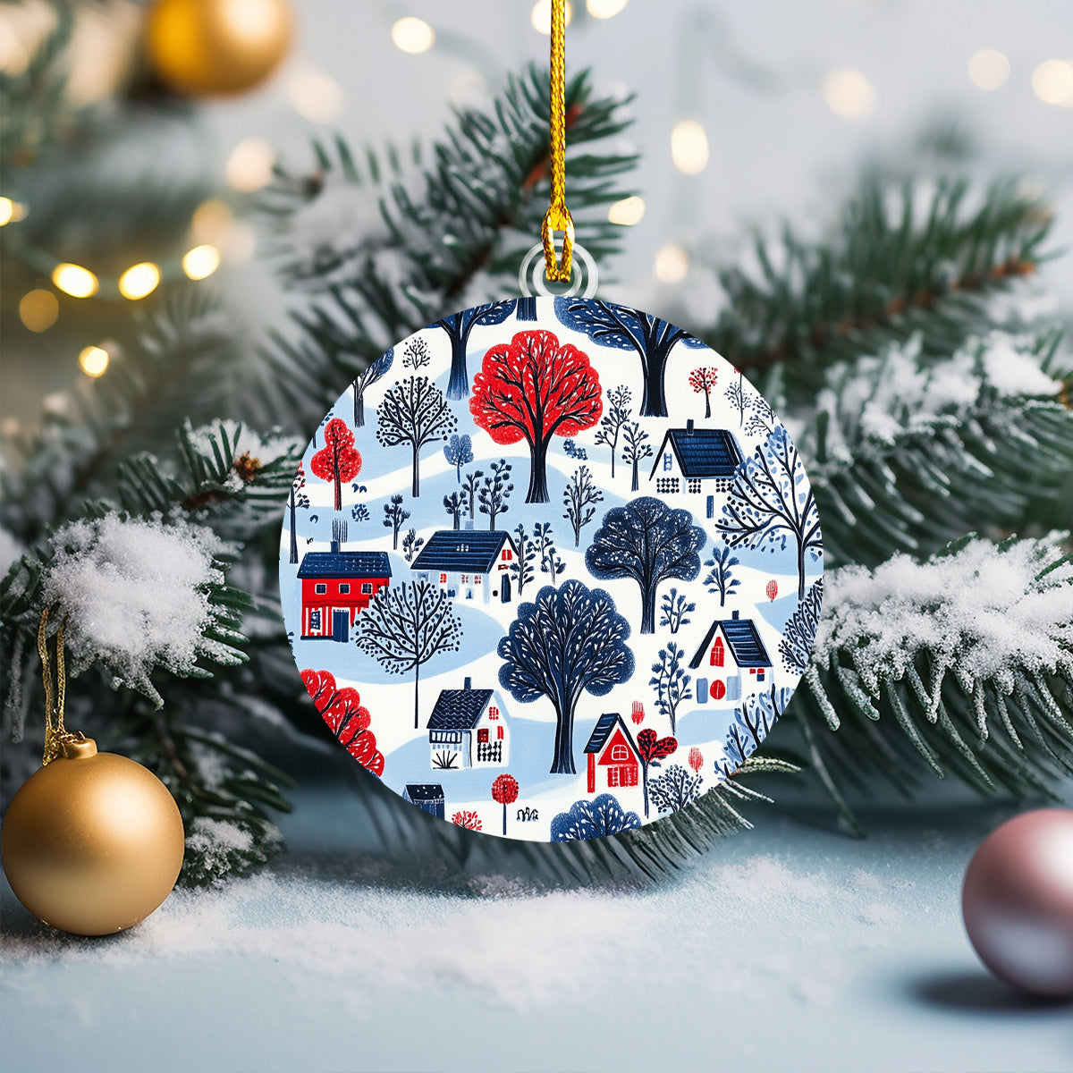 Acrylic Ornament Scandinavian Winter Village Special Holiday Tree Decor