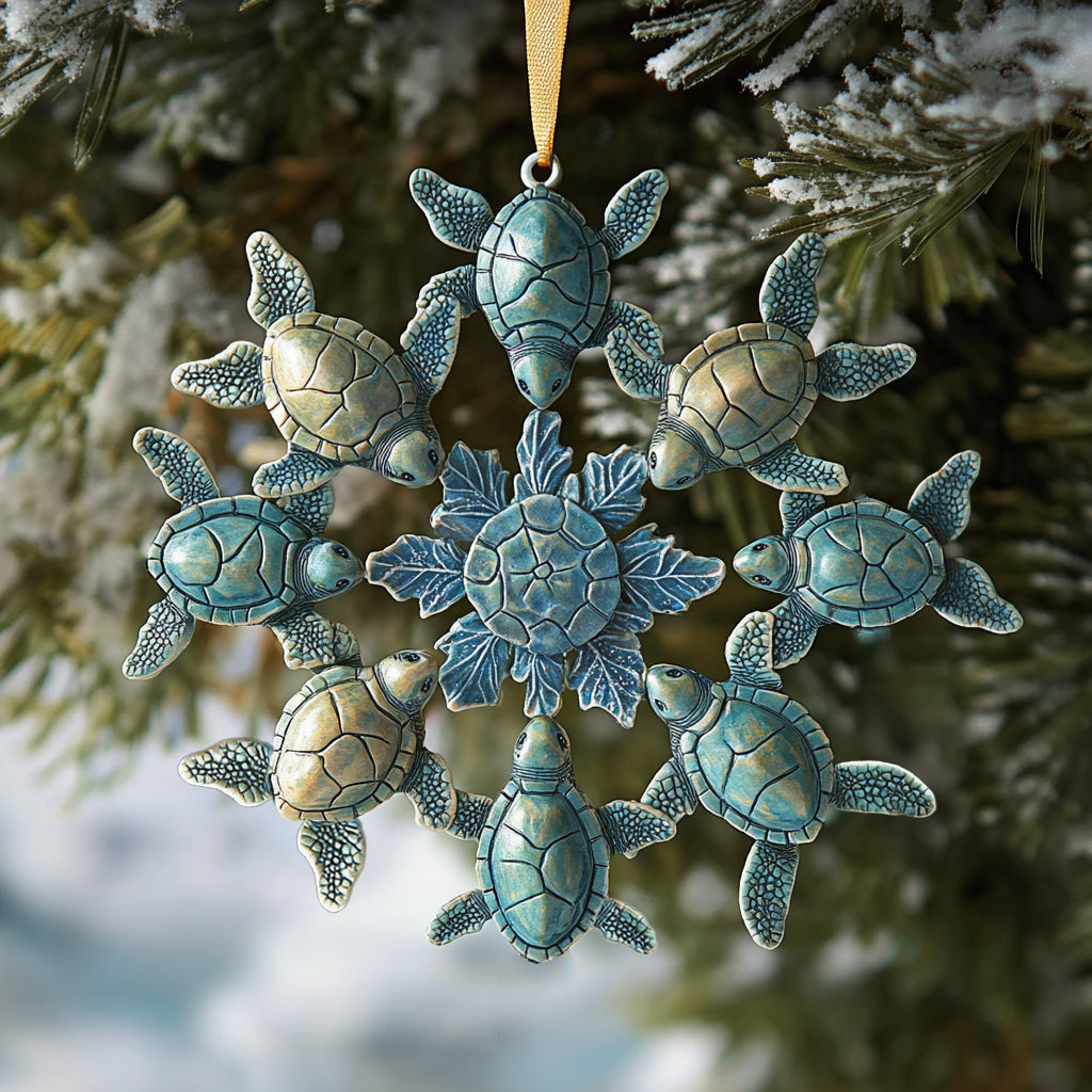 Acrylic Ornament Sea Turtle Snowflake Stylish Holiday Ornament Design