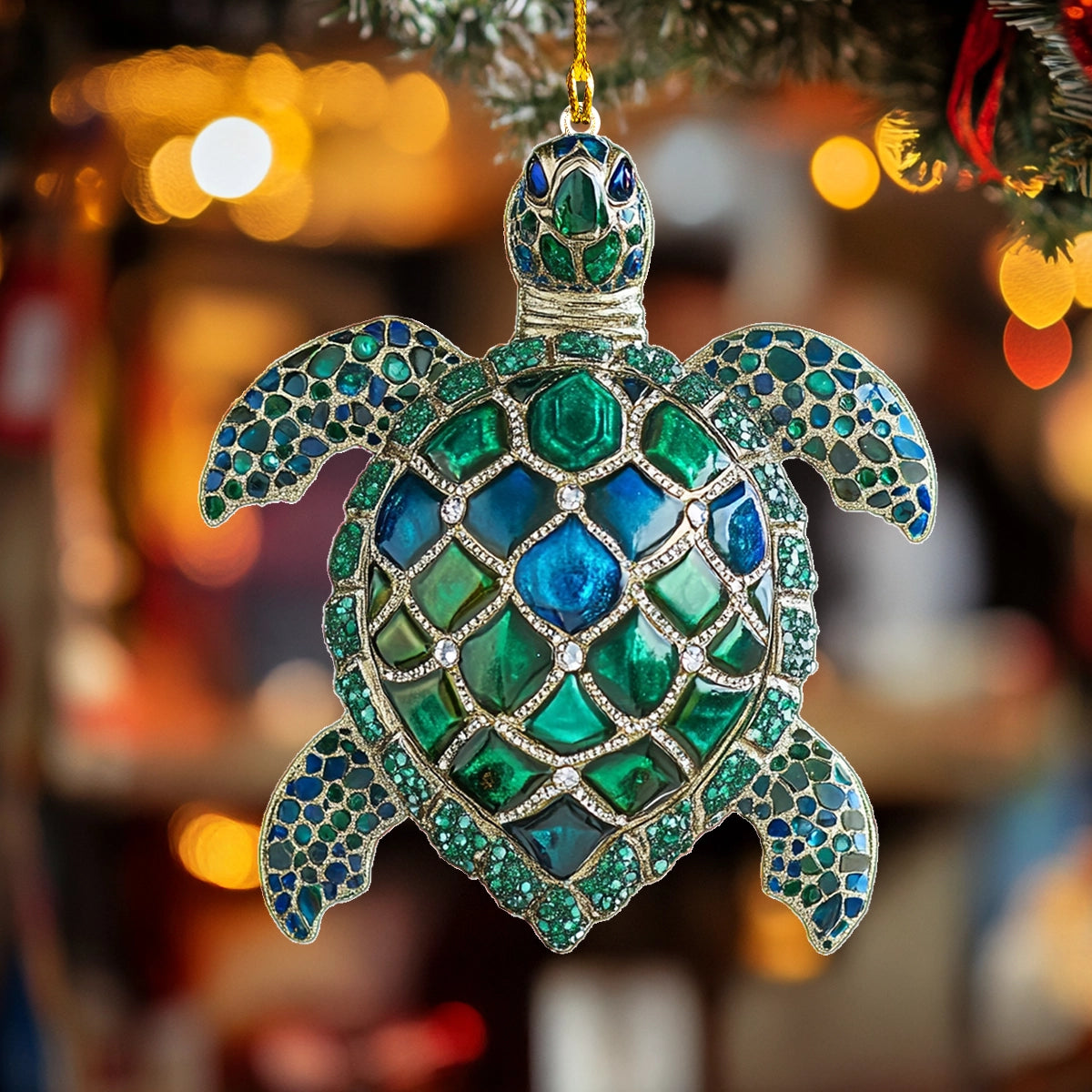 Acrylic Ornament Sea Turtle Sparkle Cozy Christmas Tree Decoration