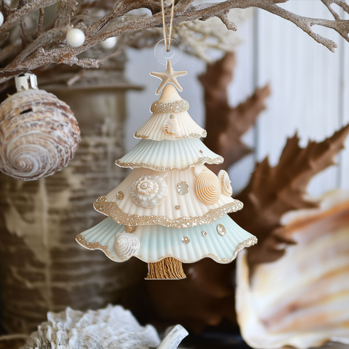 Acrylic Ornament Seashell Christmas Tree Heartwarming Family Ornament Keepsake