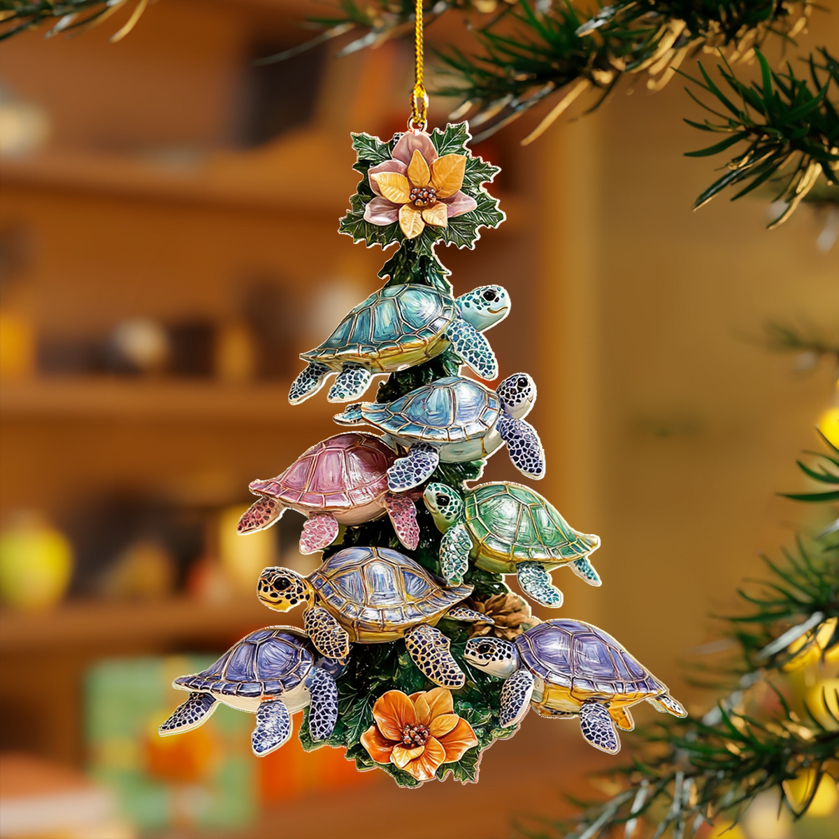 Acrylic Ornament Serene Turtle Voyage Must-Have Holiday Tree Ornament