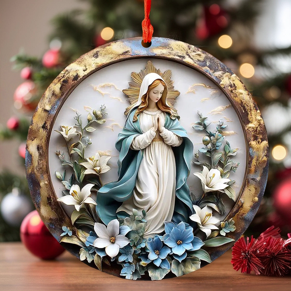 Acrylic Ornament Serene Virgin Mary Special Holiday Tree Decor