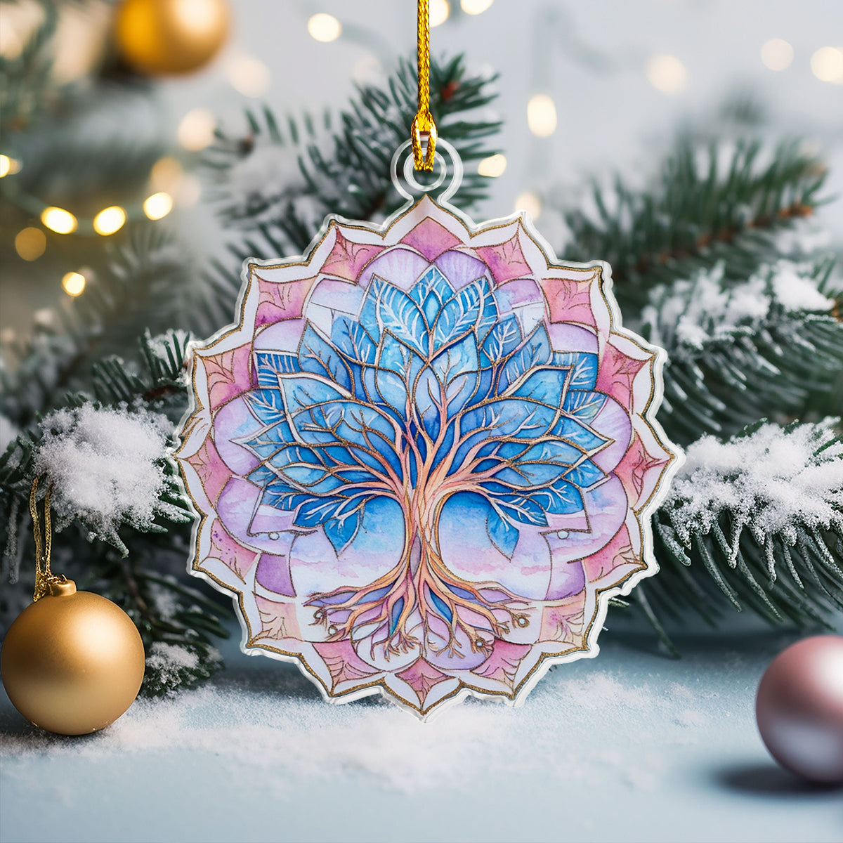 Acrylic Ornament Serenity Tree Of Life Mandala Joyful Christmas Ornament Keepsake