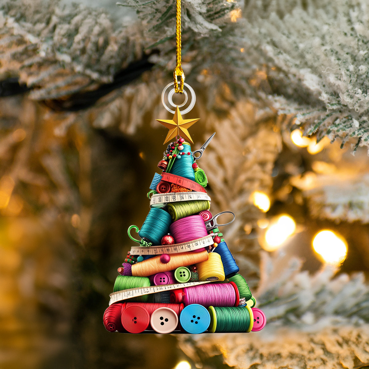 Acrylic Ornament Sewing Christmas Tree Cozy Wearable Merch Keepsake Joyful Christmas Ornament Keepsake