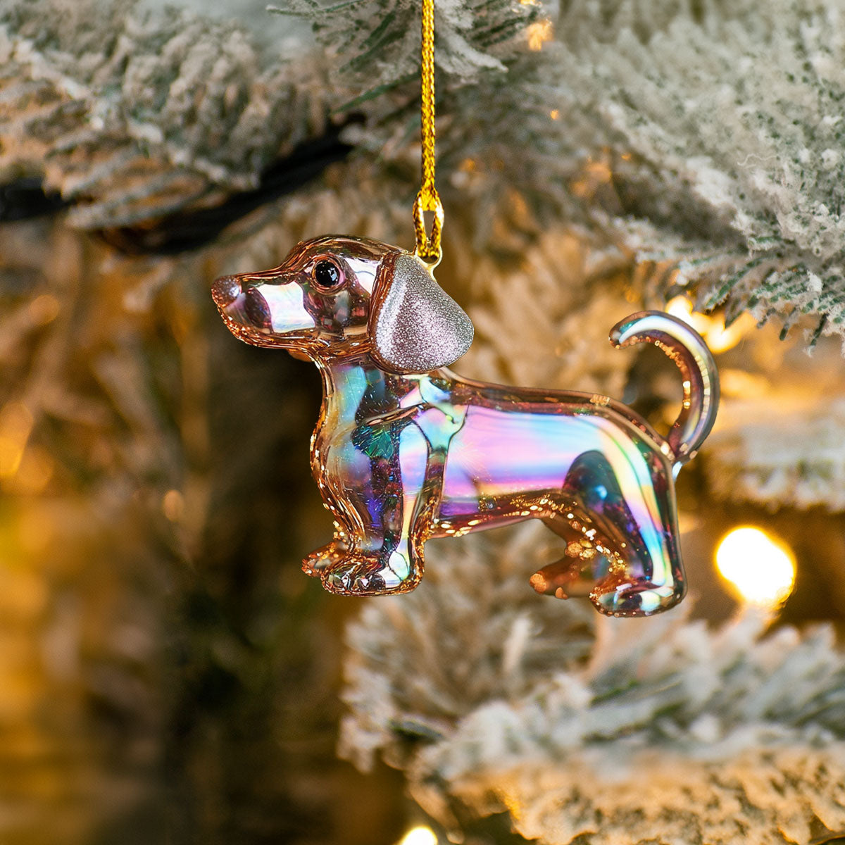 Acrylic Ornament Shimmering Dachshund Heartwarming Holiday Decoration