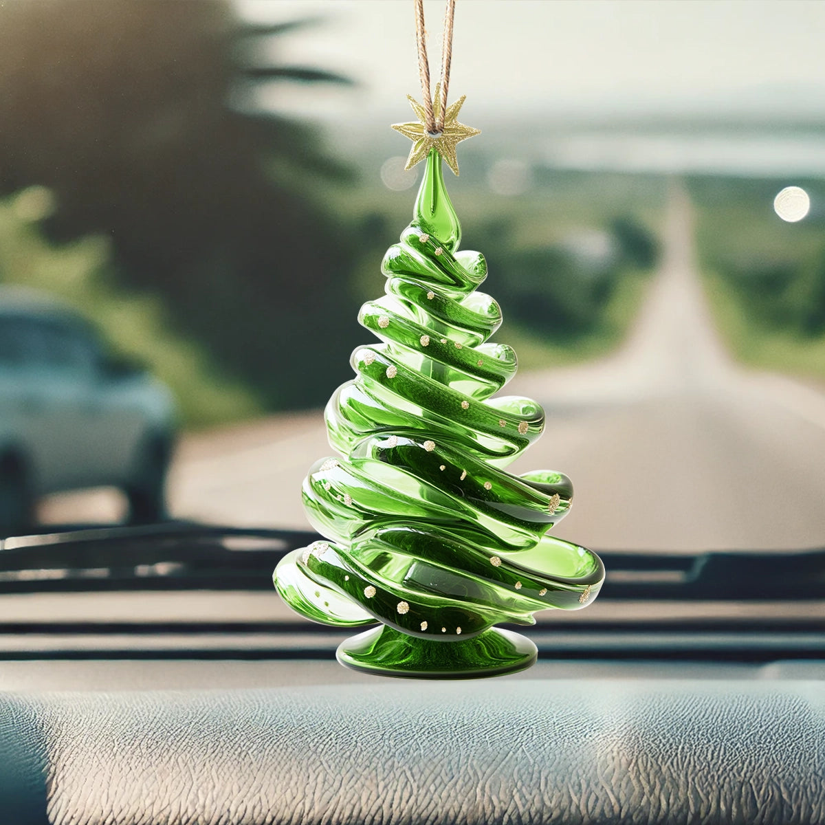 Acrylic Ornament Shimmering Evergreen Swirl Holiday Merch Decor Idea