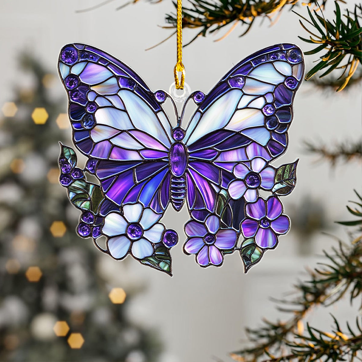 Acrylic Ornament Shimmering Purple Butterfly Charming Ornament For Couples