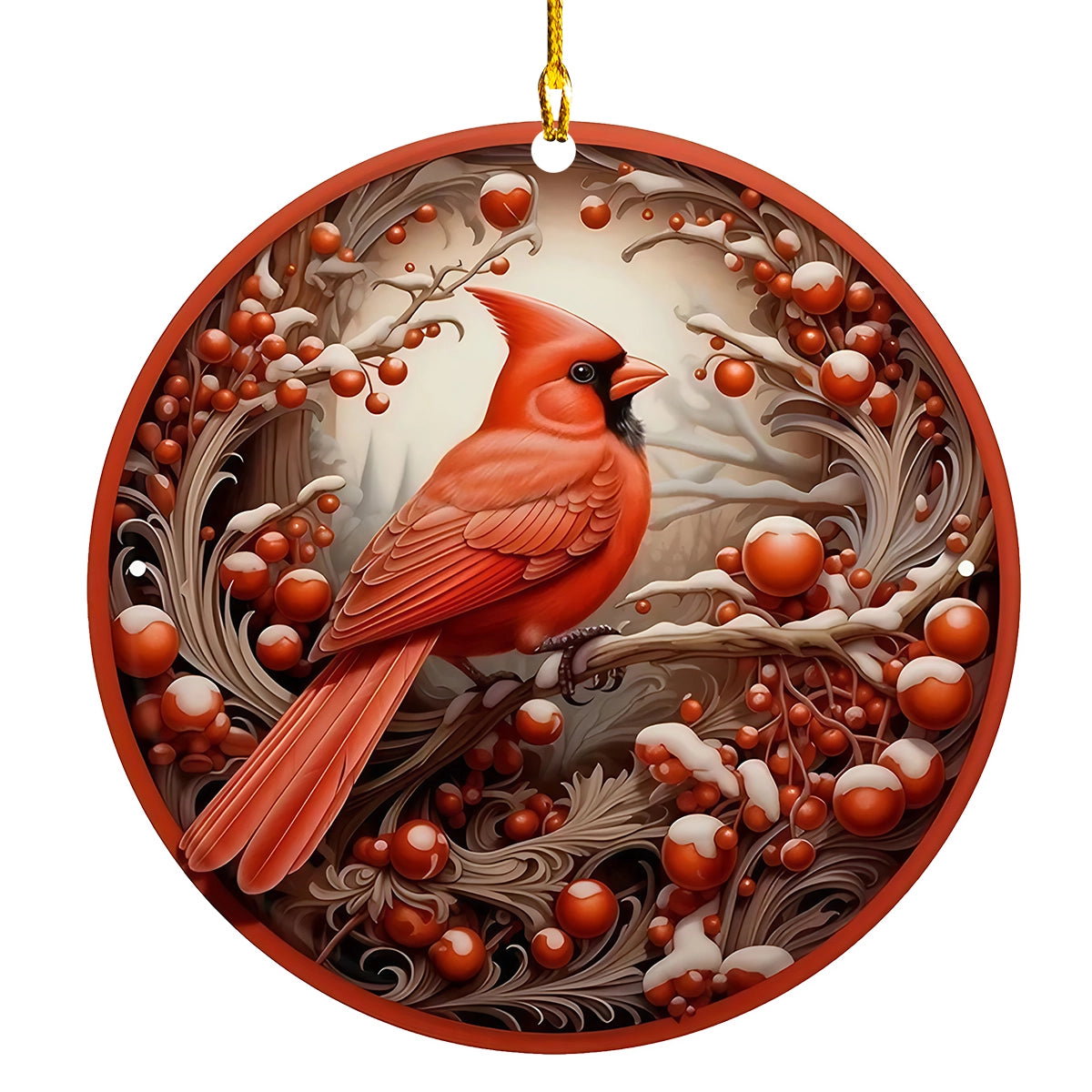 Acrylic Ornament Snowberry Cardinal Charming Personalized Ornament