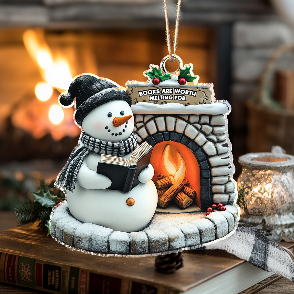 Acrylic Ornament Snowman Book Nook Perfect Ornament Gift For Her