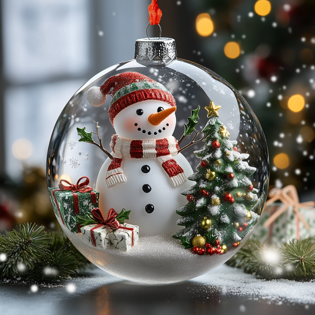 Acrylic Ornament Snowman Christmas Ball Festive Living Room Ornament