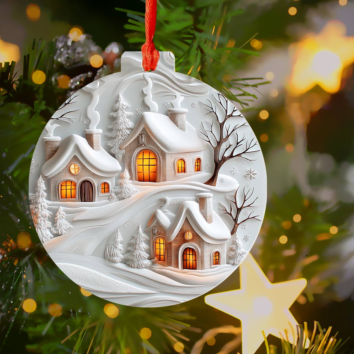 Acrylic Ornament Snowy Night Magical Christmas Spirit Ornament