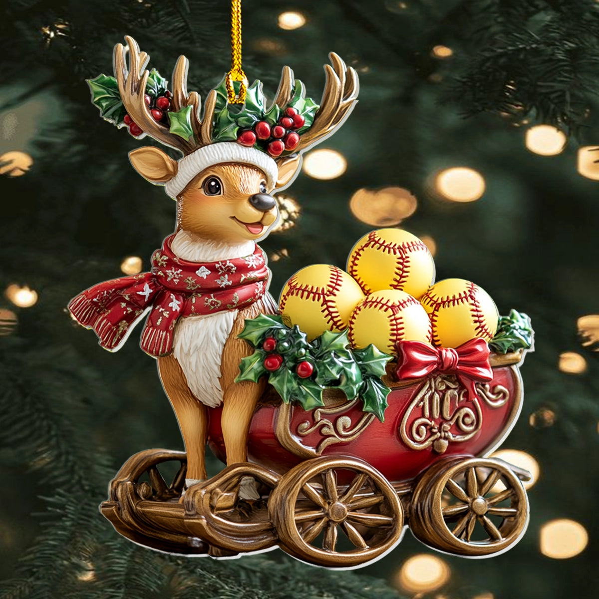 Acrylic Ornament Softball Christmas Sleigh Heartfelt Ornament For Mom