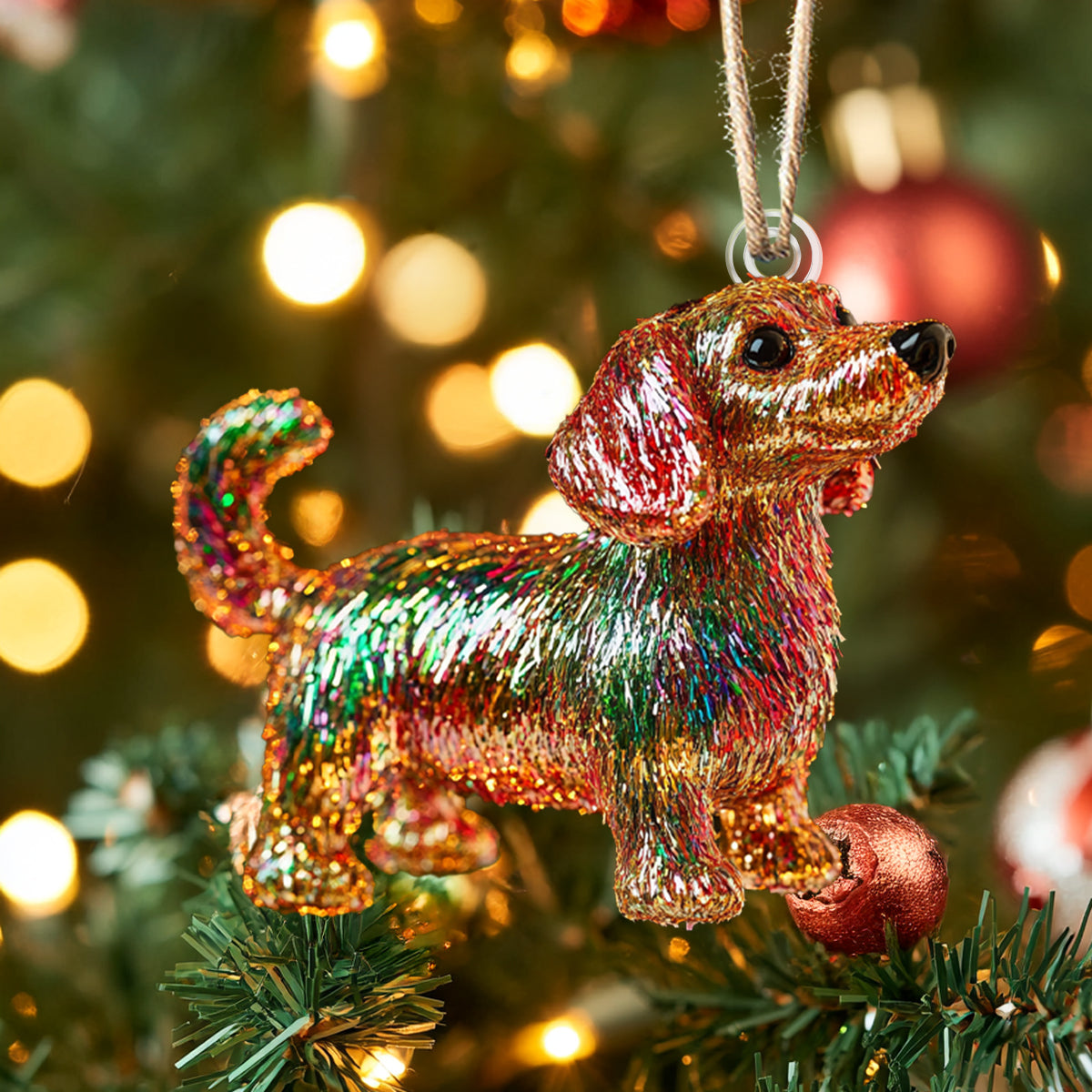 Acrylic Ornament Sparkling Dachshund Christmas Holiday Merch Collection