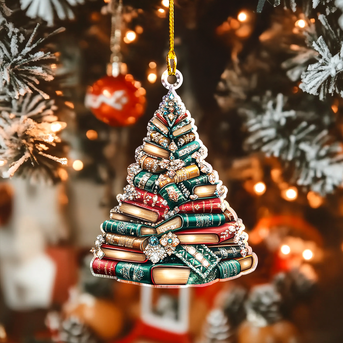 Acrylic Ornament Sparkling Festive Book Tree Holiday Merch Decor Idea