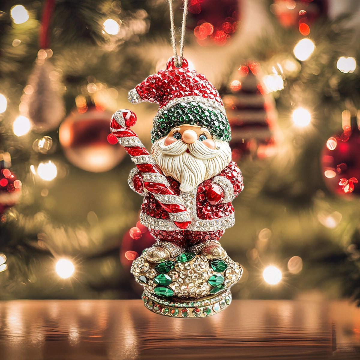 Acrylic Ornament Sparkling Santa Charm Warm Winter Home Ornament