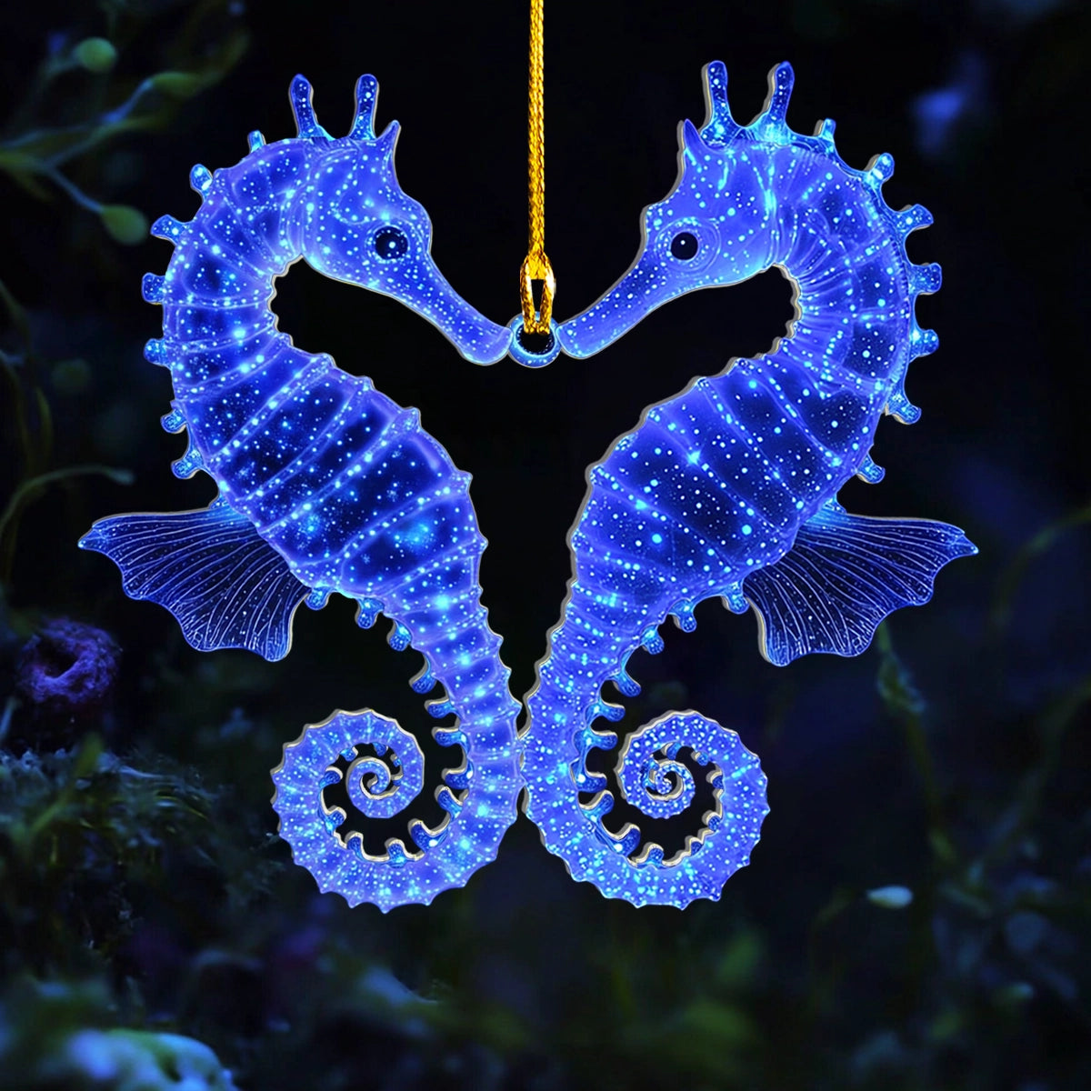 Acrylic Ornament Sparkling Seahorse Pair Memorable Family Ornament