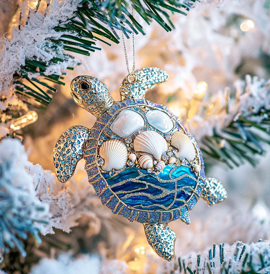 Acrylic Ornament Sparkling Seashell Sea Turtle Beautiful Christmas Ornament