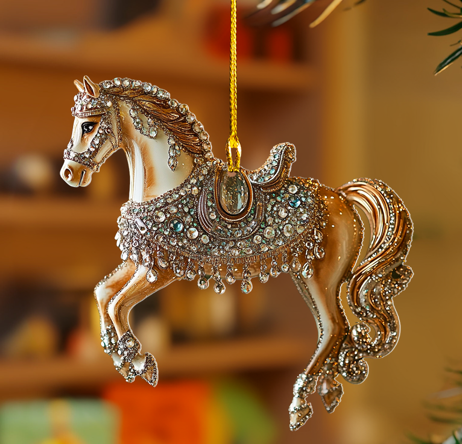 Acrylic Ornament Sparkling Stallion Heartwarming Holiday Decoration