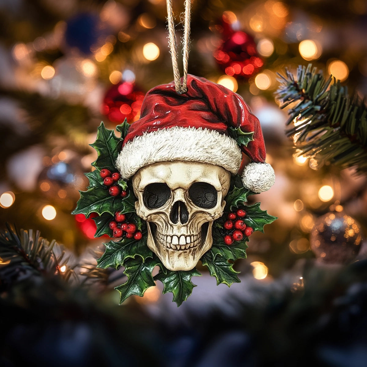 Acrylic Ornament Spooky Santa Skull Beautiful Ornament For Family