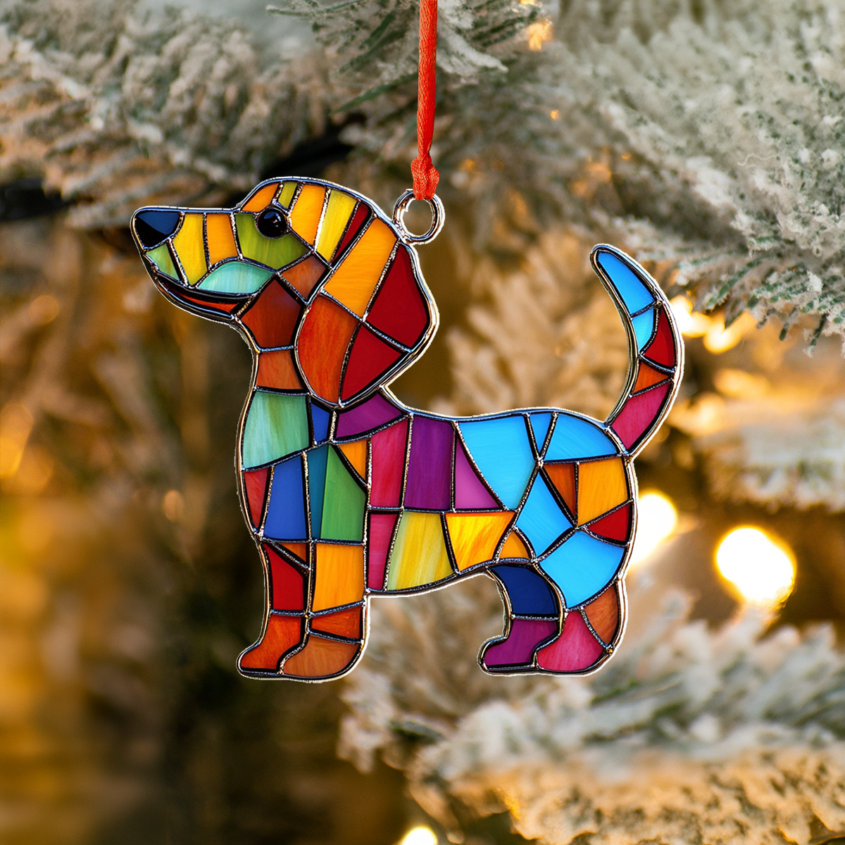 Acrylic Ornament Stained Glass Dachshund Adorable Ornament For Friends