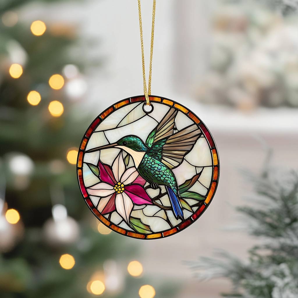 Acrylic Ornament Stained Glass Hummingbird Heartwarming Family Ornament Keepsake