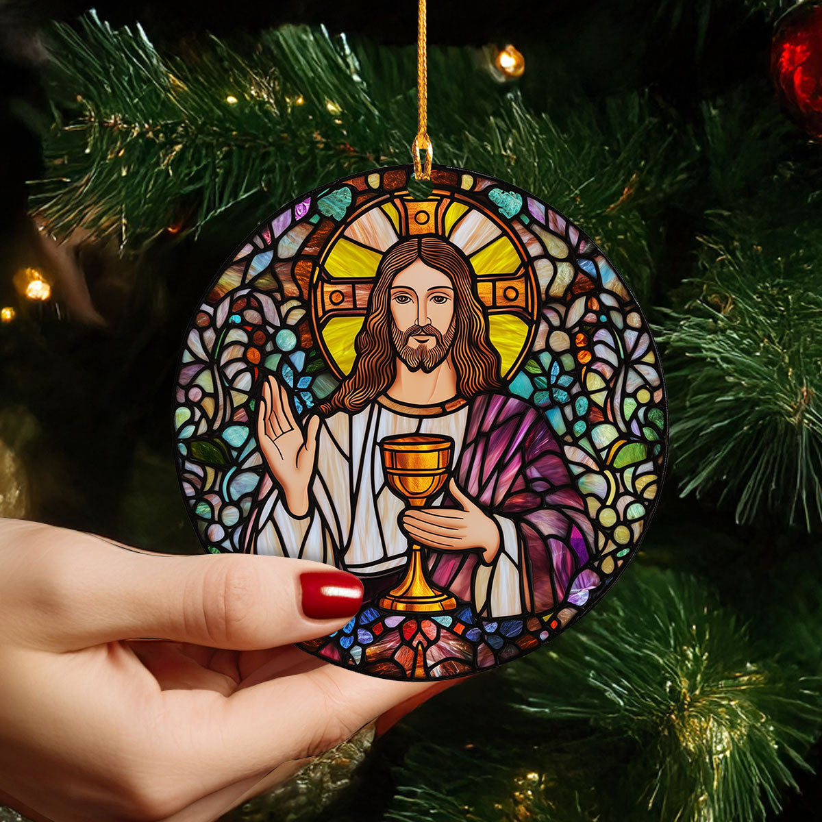 Acrylic Ornament Stained Glass Savior Festive Christmas Tree Ornament
