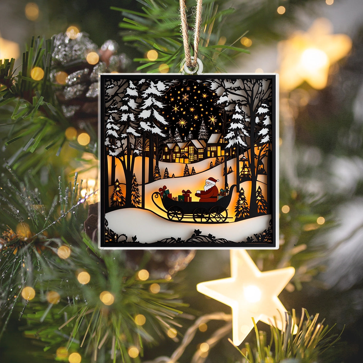 Acrylic Ornament Starry Sleigh Ride Cozy Wearable Merch Keepsake Heartwarming Family Ornament Keepsake