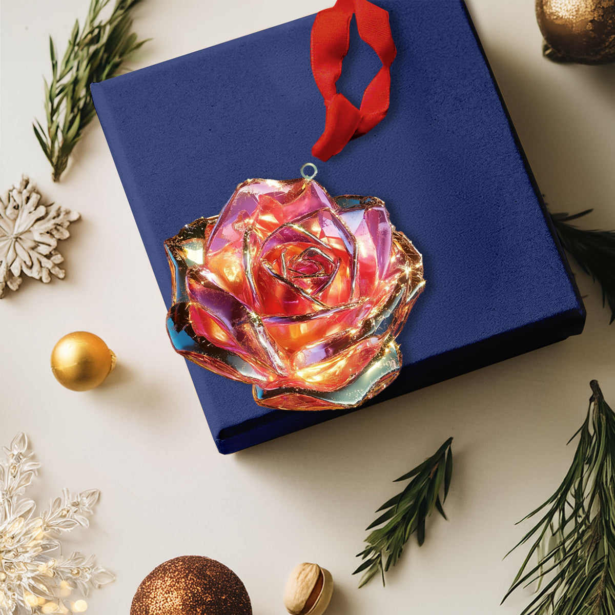 Acrylic Ornament Stunning Crystal Rose Heartwarming Family Ornament Keepsake