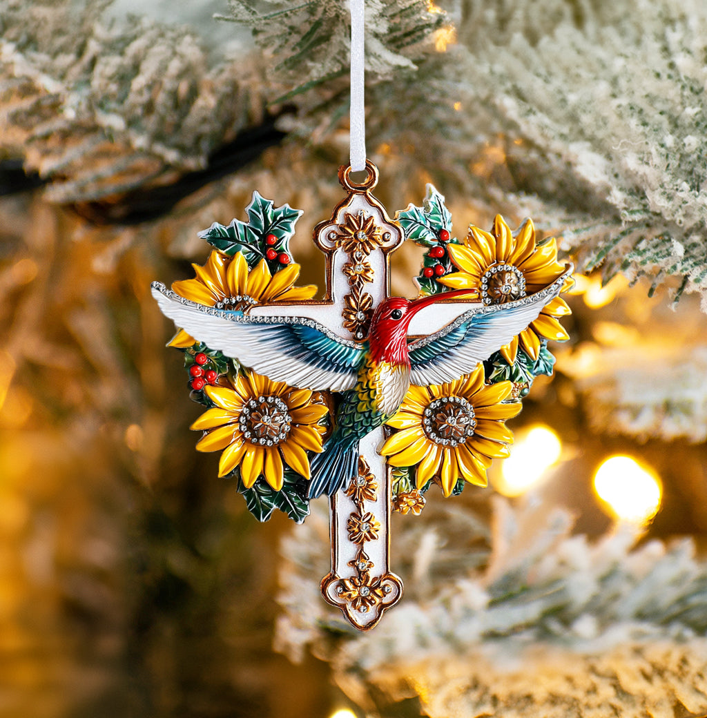 Acrylic Ornament Sunflower Hummingbird Cross Thoughtful Merch For Birthday Charming Ornament For Couples