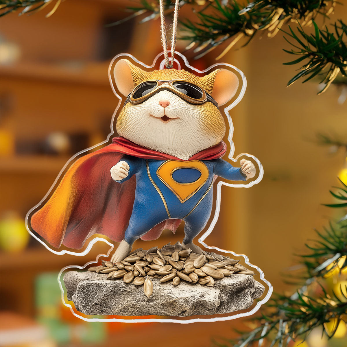 Acrylic Ornament Super Squeak Hero Hamster Of Steel Unique Merch Ornament Gift
