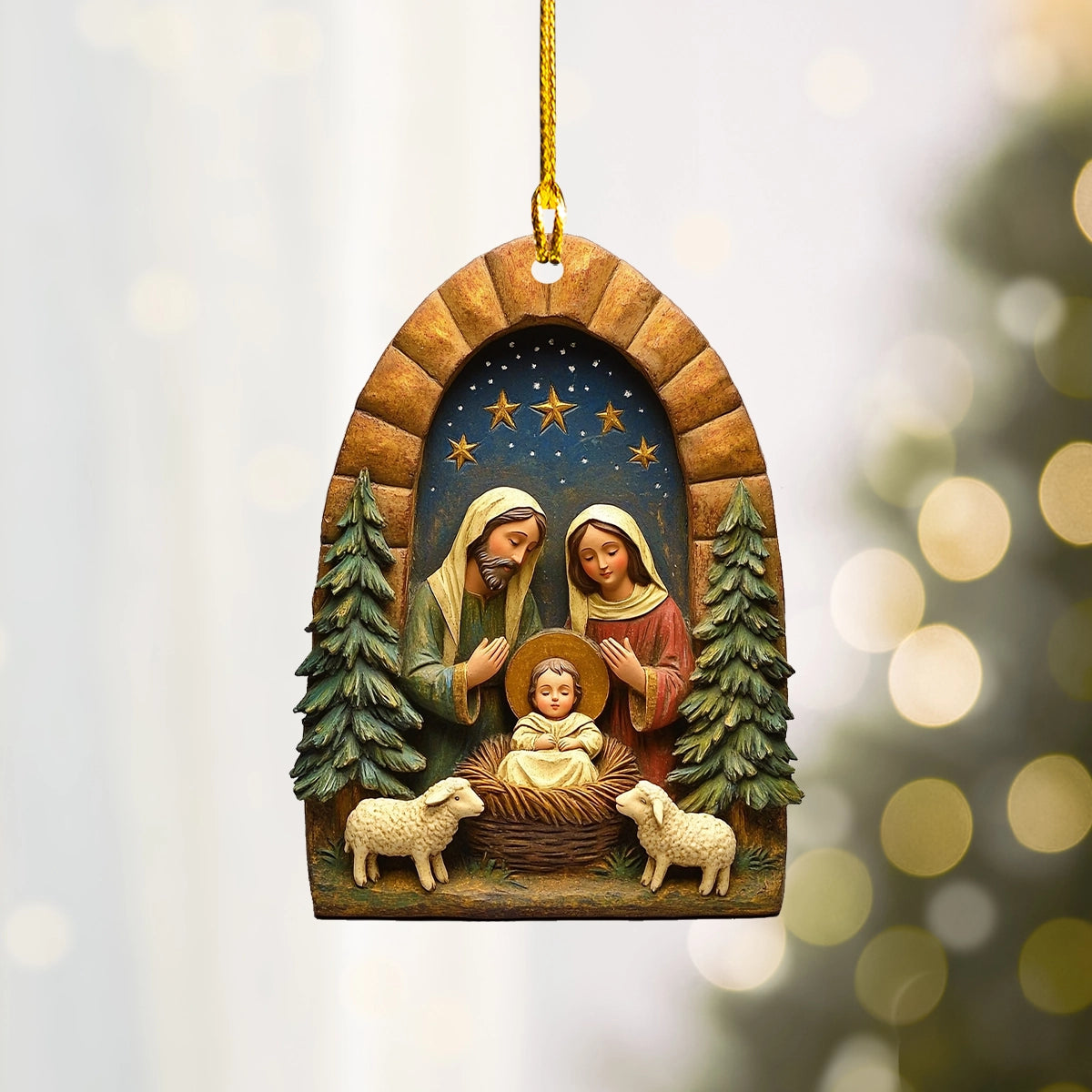 Acrylic Ornament The Cozy Holy Family Cute Custom Christmas Ornament