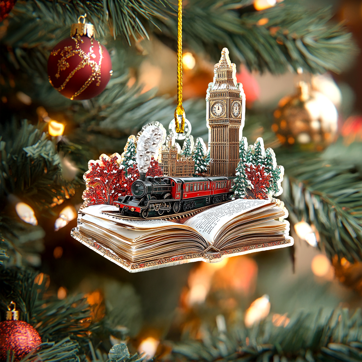Acrylic Ornament The Red Mystery Train Special Holiday Tree Decor