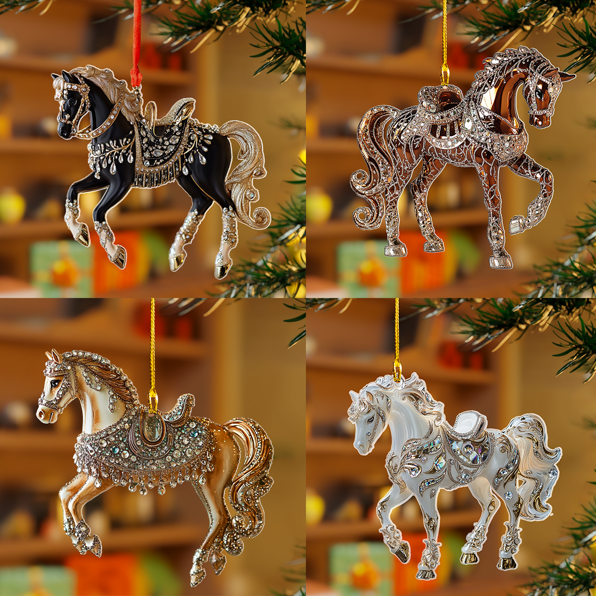 Acrylic Ornament The Sparkling Horse Quartet Joyful Tree Ornament Collection