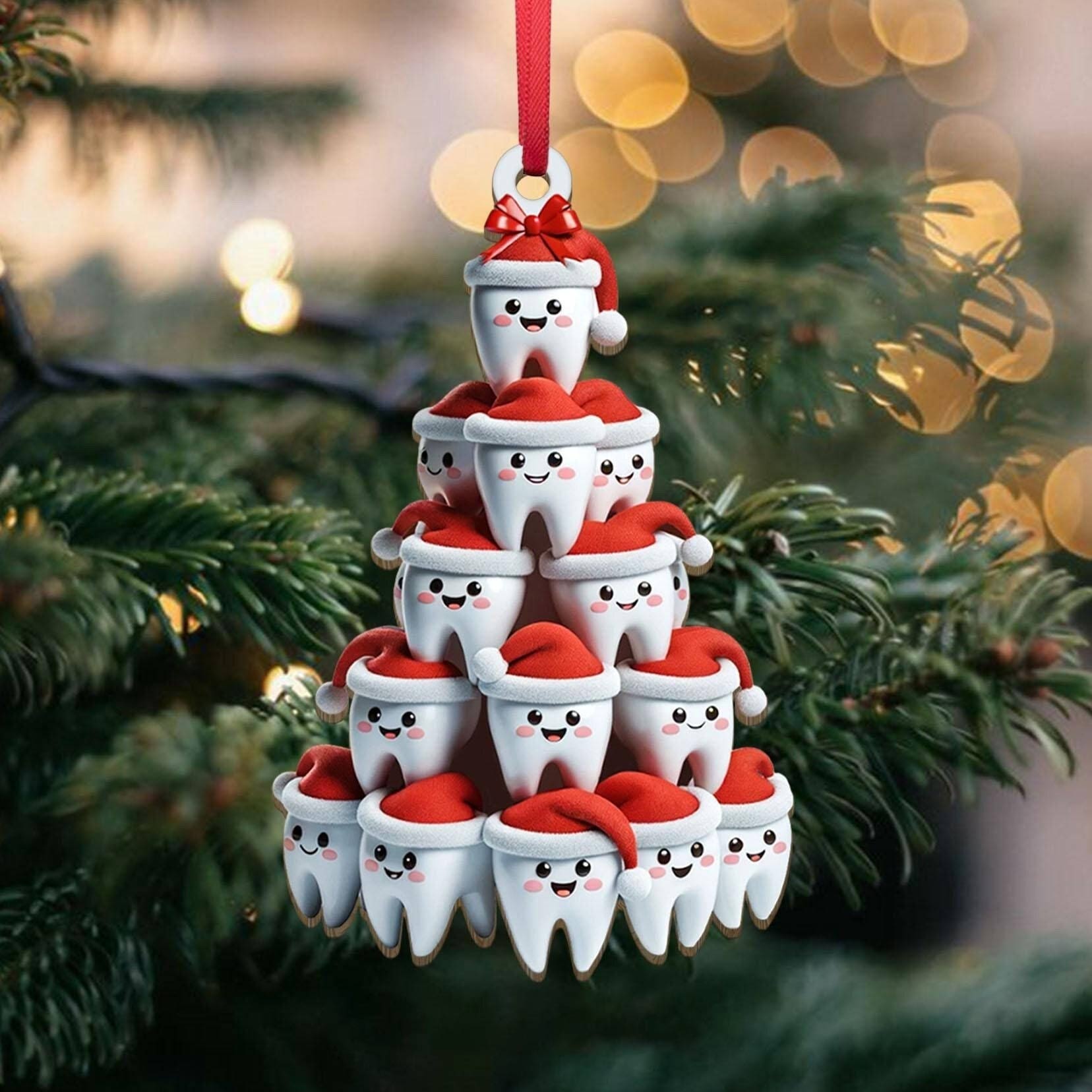 Acrylic Ornament Tooth Christmas Tree Holiday Merch Collection