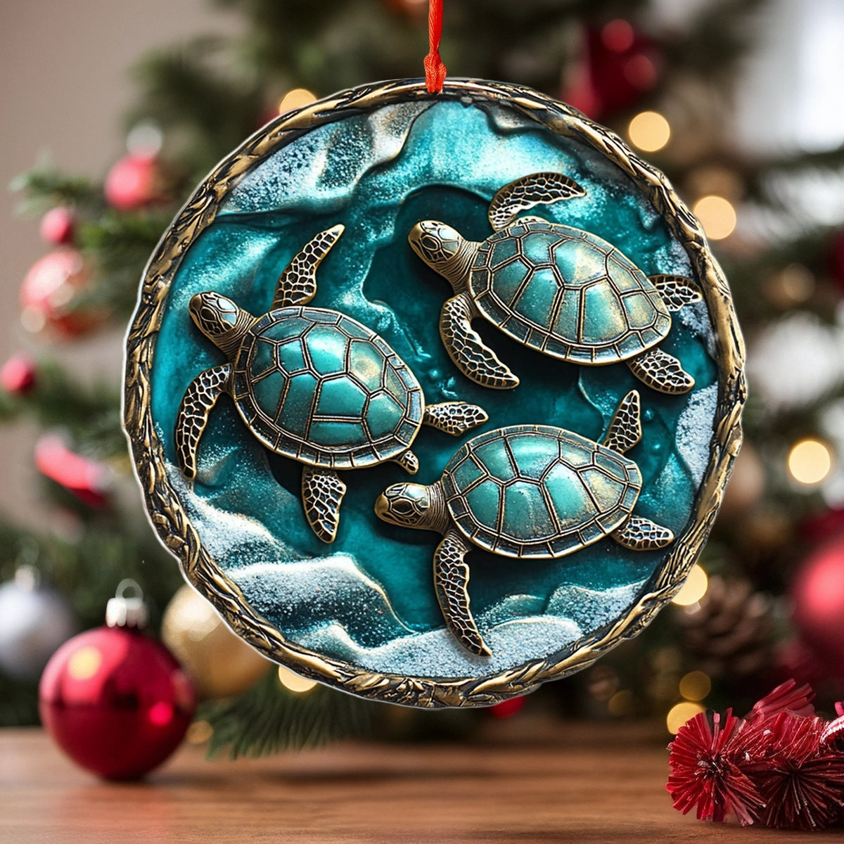 Acrylic Ornament Tranquil Tides Sea Turtle Trio Unique Merch Ornament Gift