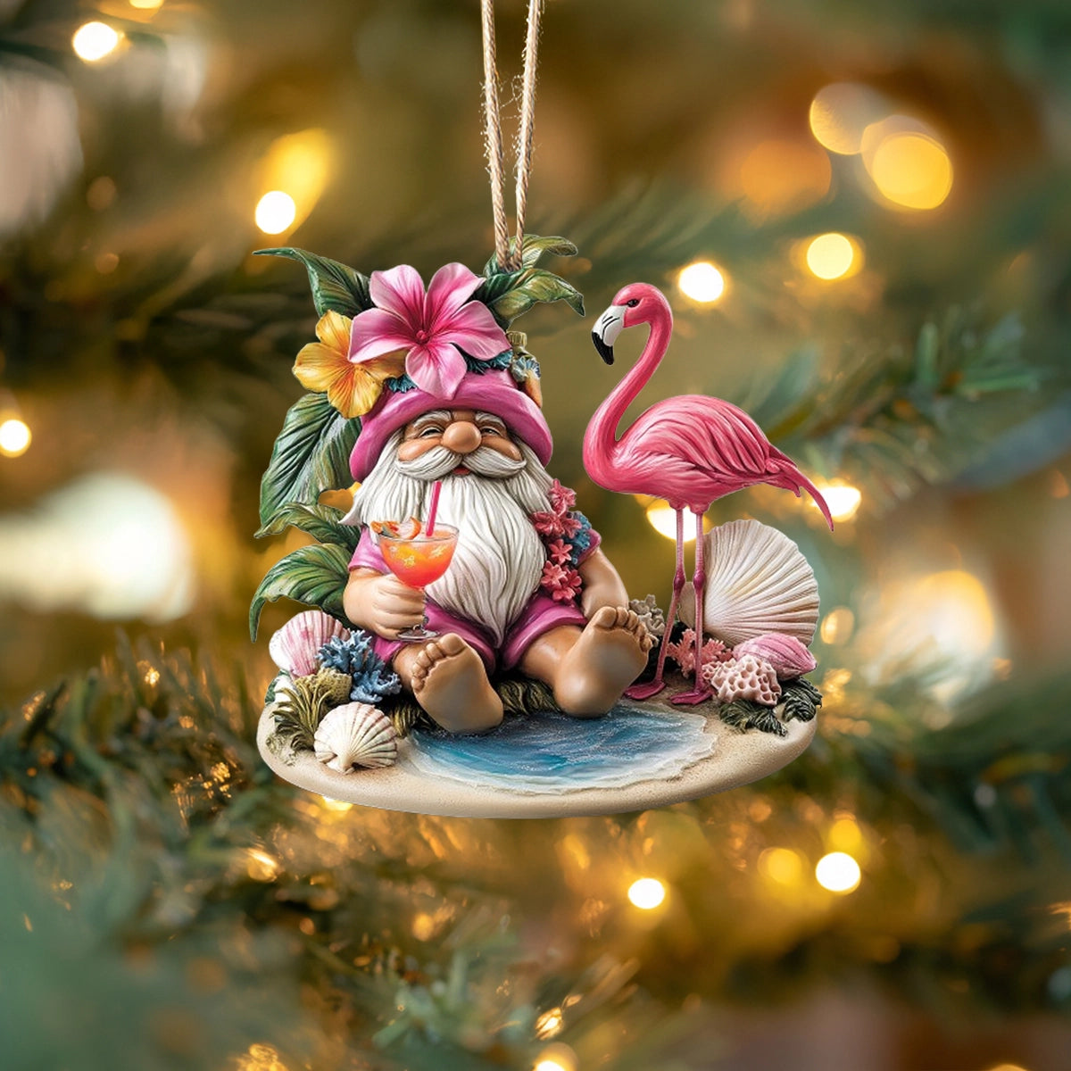 Acrylic Ornament Tropical Holiday Bliss Gnome Must-Have Holiday Tree Ornament