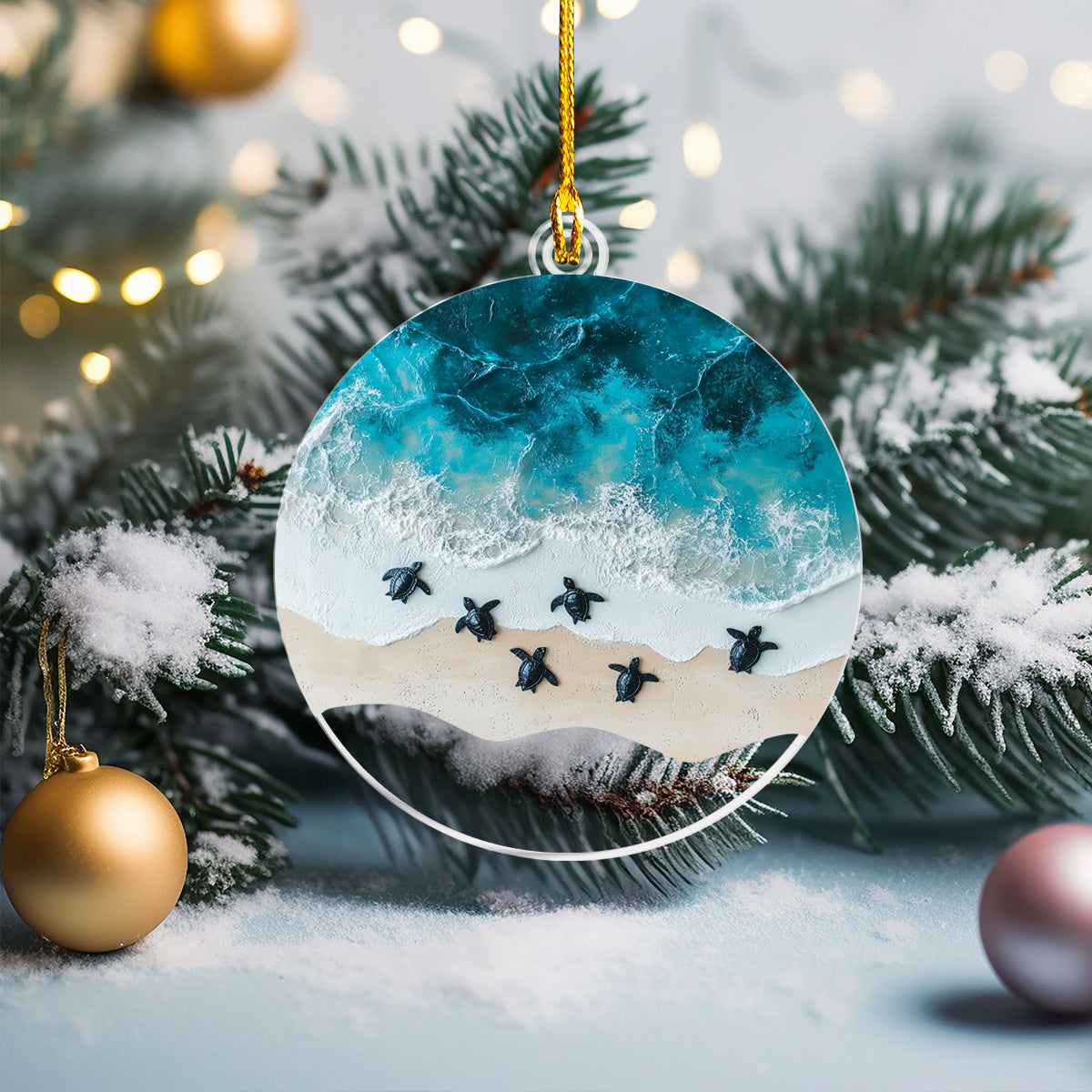 Acrylic Ornament Turtle Beach Christmas Thoughtful Merch For Birthday Lovely Ornament Gift For Him