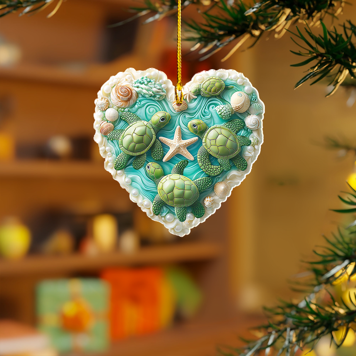 Acrylic Ornament Turtle Tide Heart Festive Merch Ornament Design