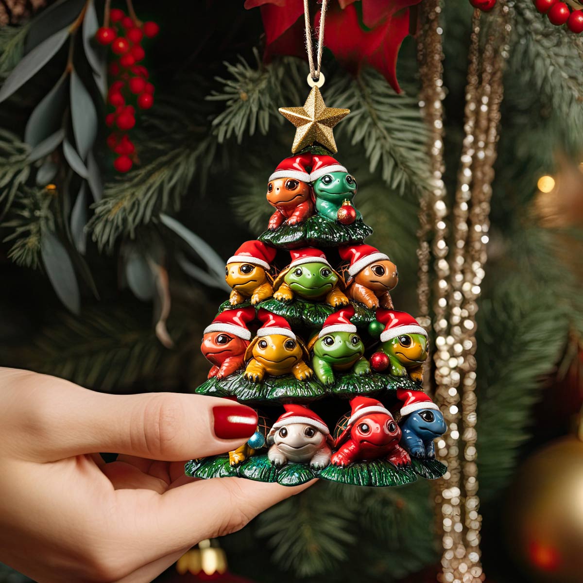 Acrylic Ornament Turtle Tower Holiday Heartfelt Gift For Mom And Dad Joyful Tree Ornament Collection