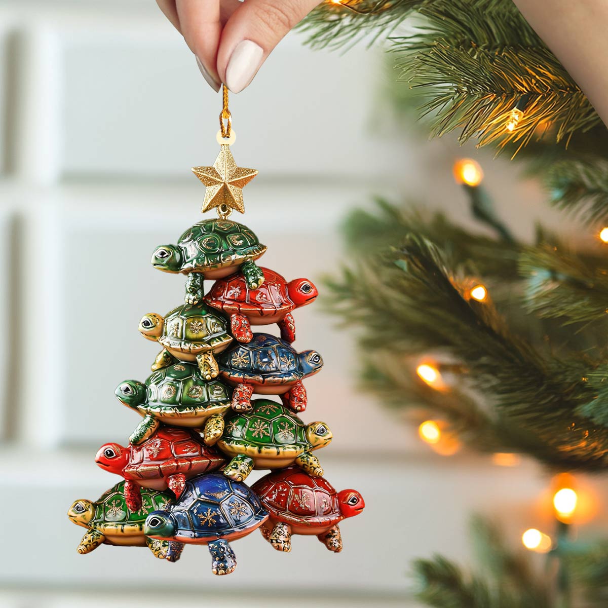 Acrylic Ornament Turtley Merry Christmas Tree Cool Merch Gift For Friends Magical Christmas Spirit Ornament