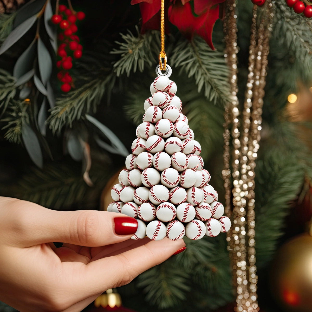 Acrylic Ornament Twinkle Baseball Pinetree Joyful Christmas Ornament Keepsake