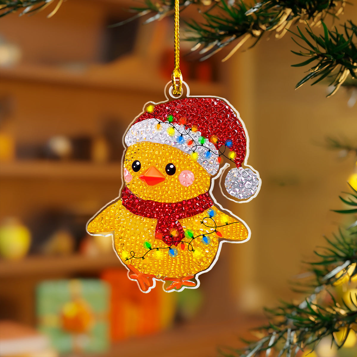 Acrylic Ornament Twinkling Baby Chicken Collection Charming Holiday Home Decoration