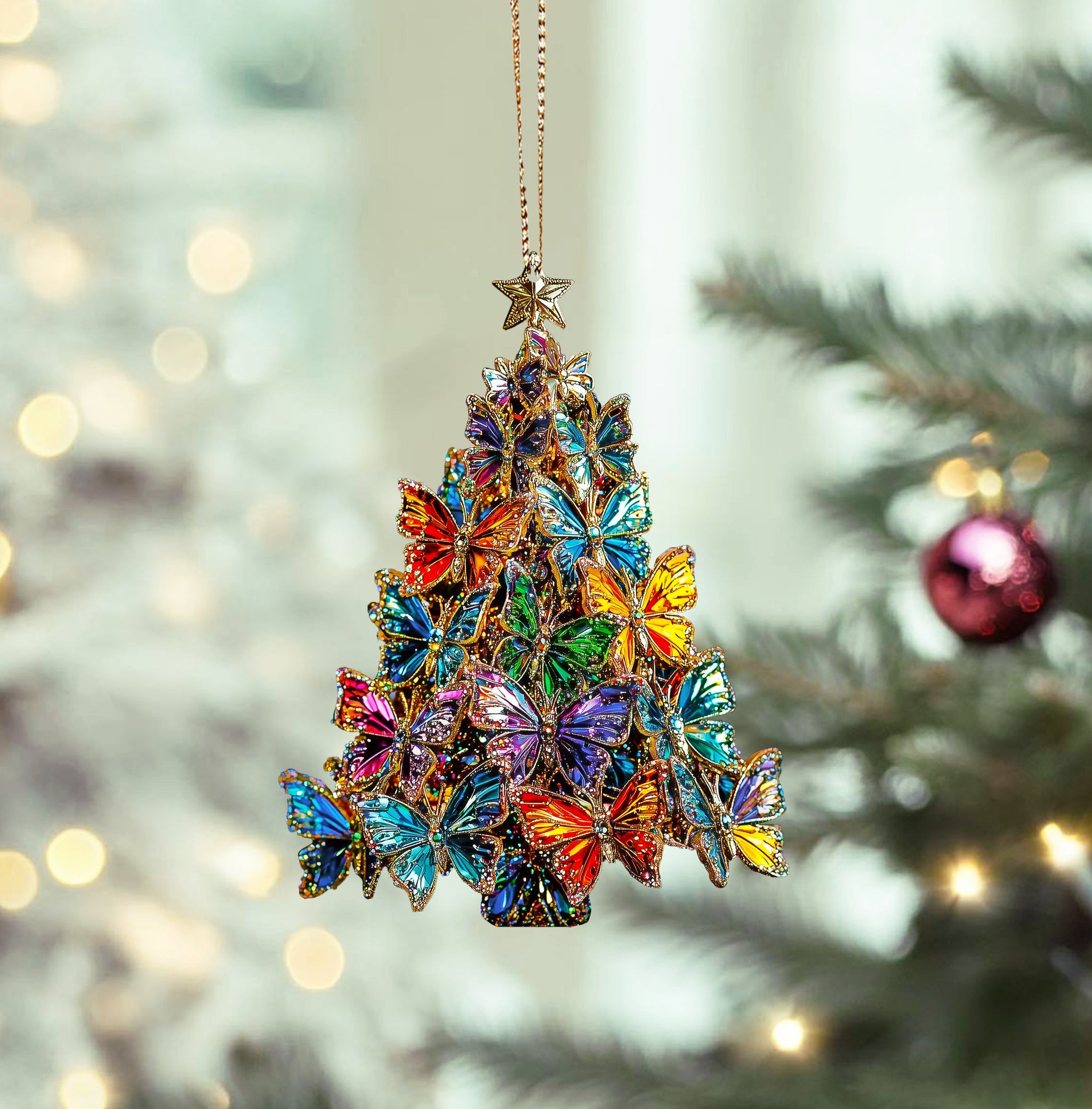 Acrylic Ornament Twinkling Butterflies Bliss Magical Christmas Spirit Ornament