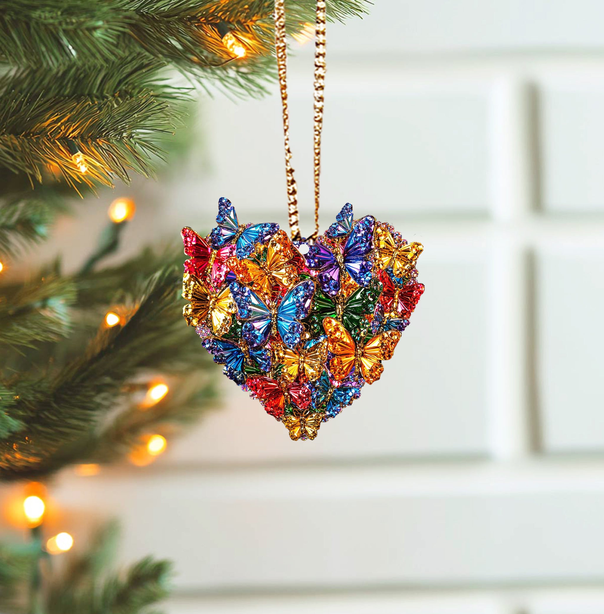 Acrylic Ornament Twinkling Butterflies In My Heart Collection Magical Christmas Spirit Ornament