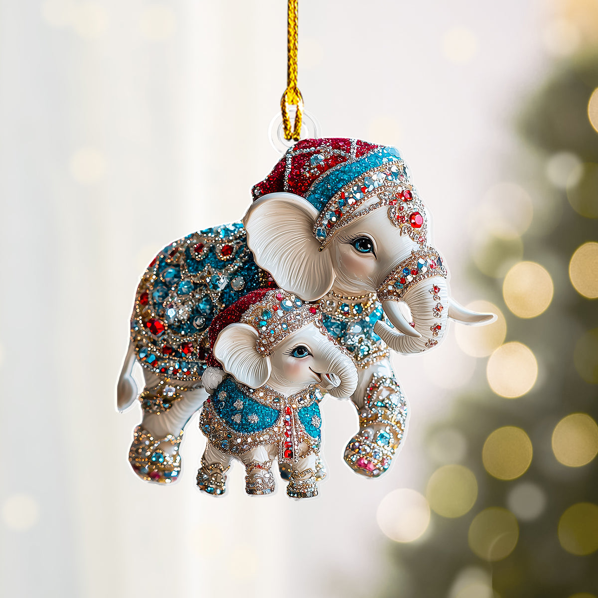 Acrylic Ornament Twinkling Cheerful Elephant Festive Living Room Ornament