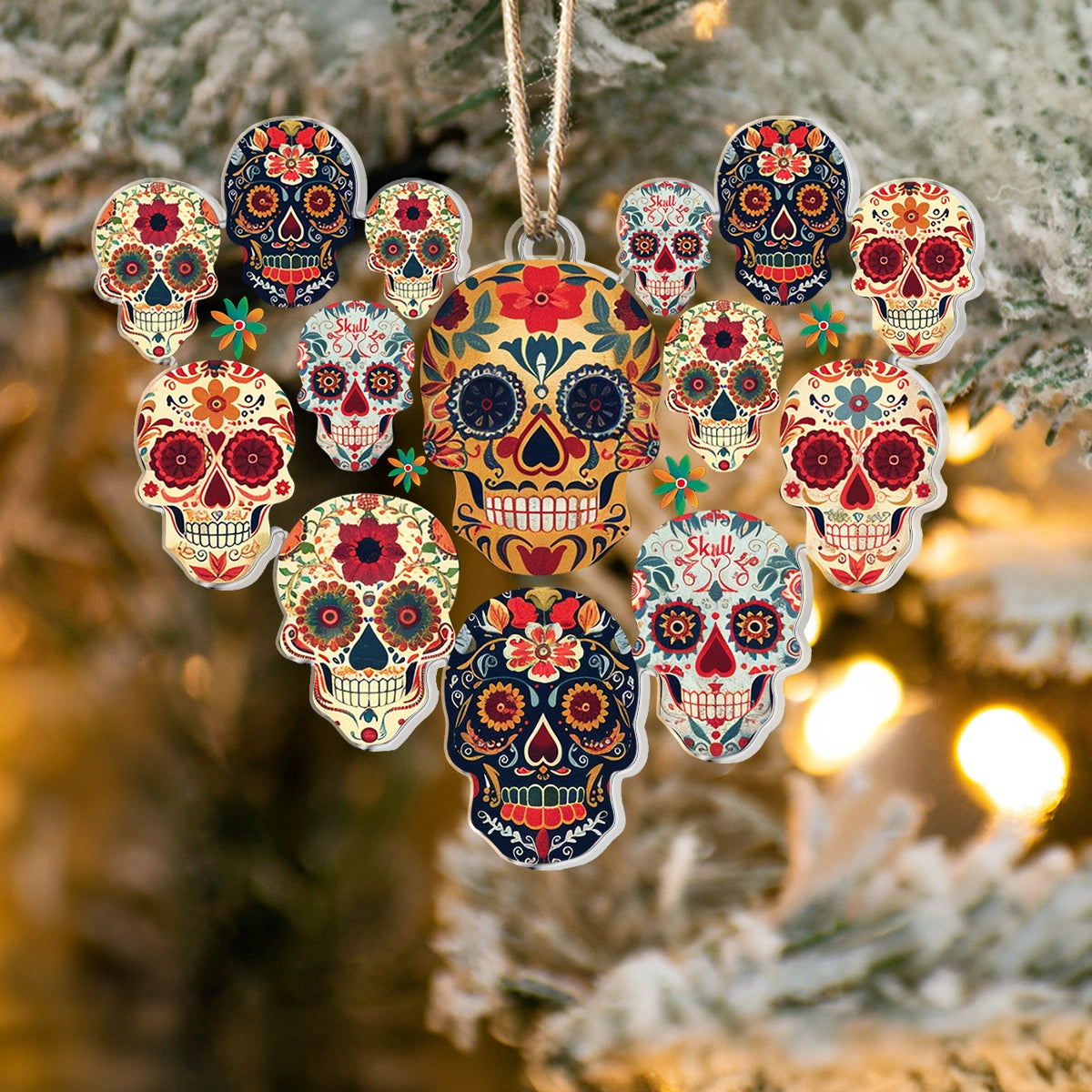 Acrylic Ornament Vibrant Skull Memorable Merch Gift Idea Must-Have Holiday Tree Ornament