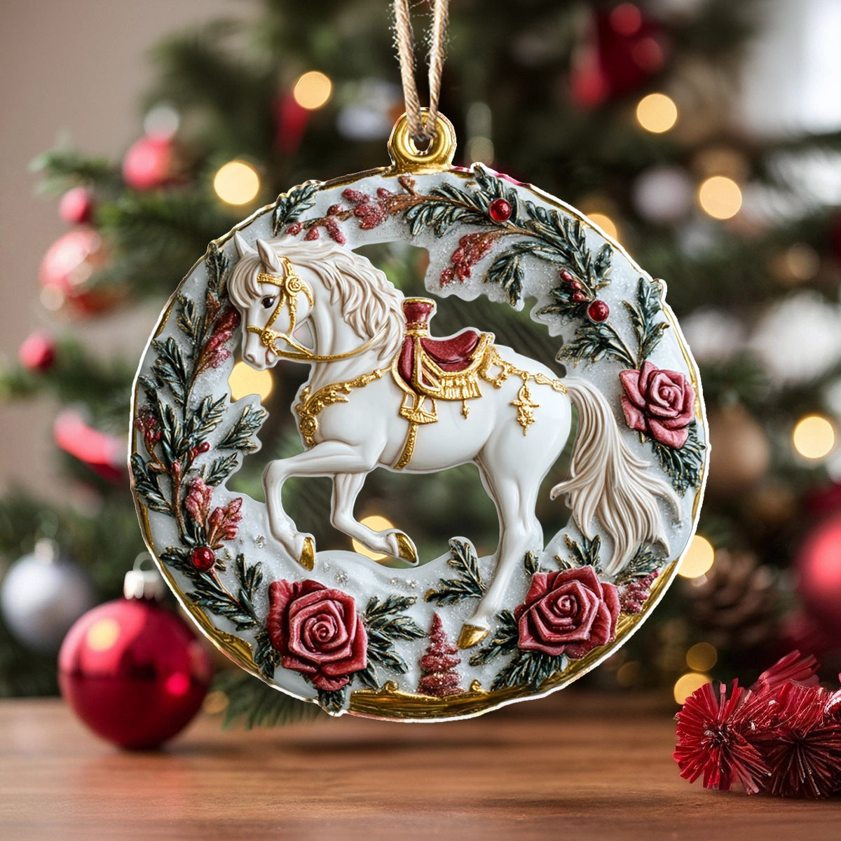 Acrylic Ornament Victorian Rose Horse Festive Living Room Ornament